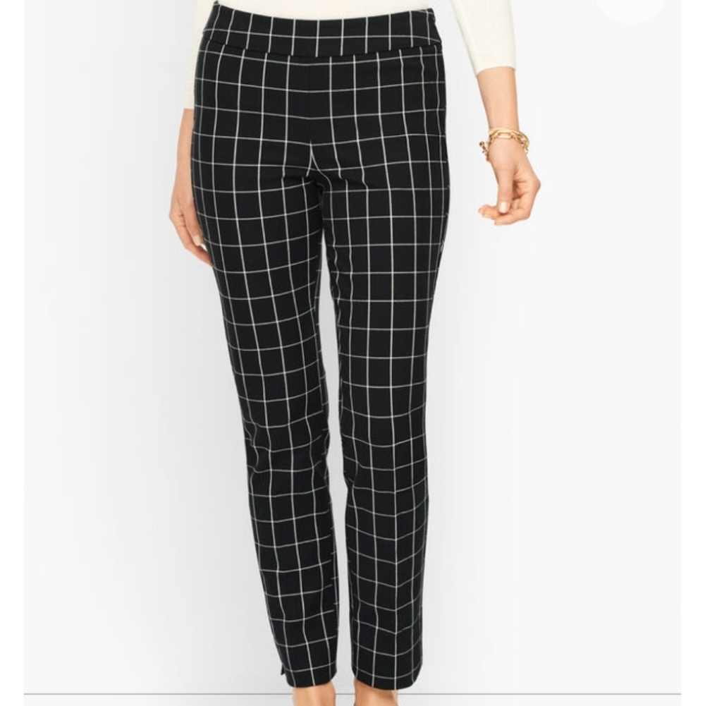 NWT Talbots‎ Chatham Ankle Pants - Window Pane Black Cotton Spandex 8 Petites - Picture 3 of 10